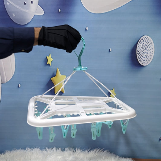 Space-Saving Baby Clothes Drying Hanger with Clips