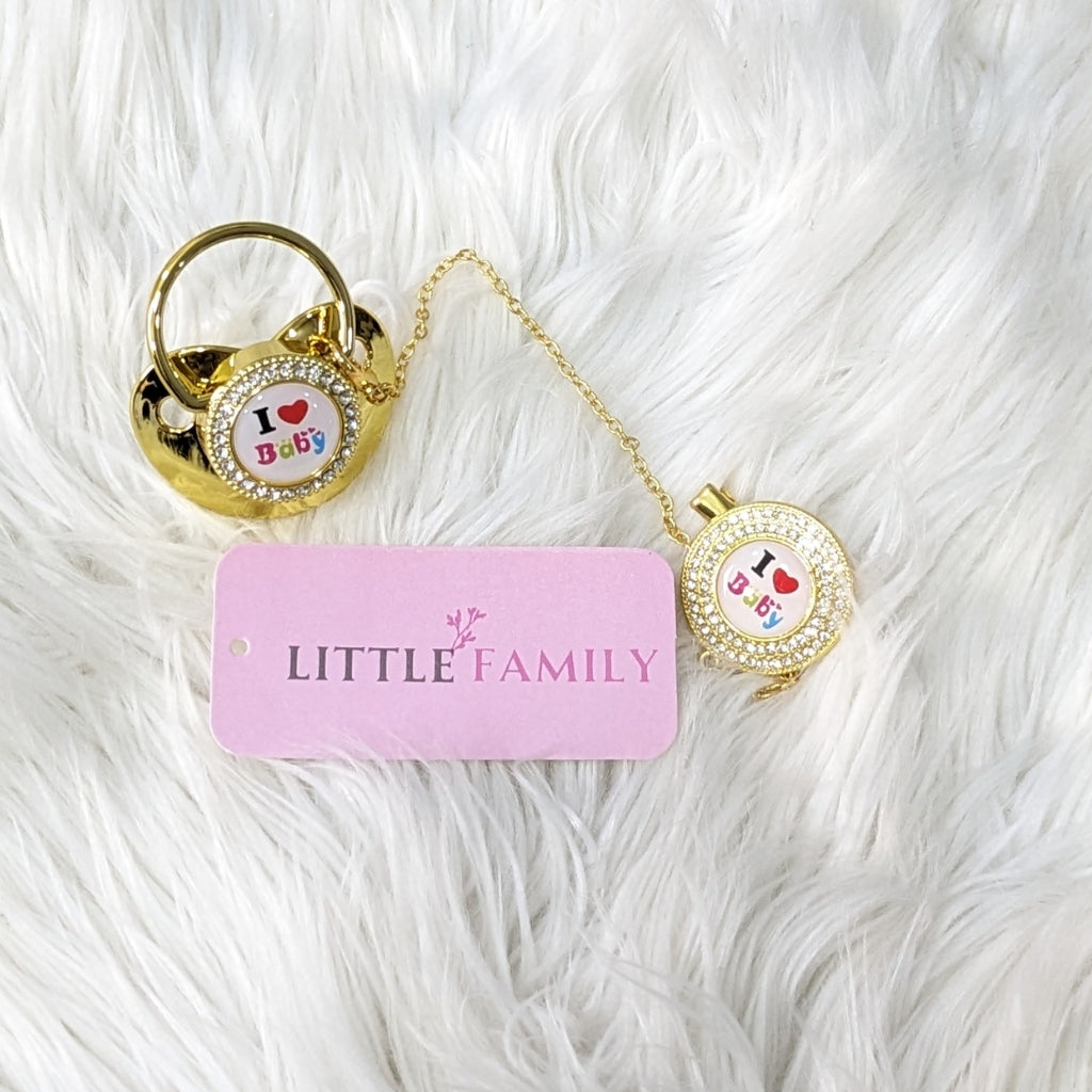 Luxury Bling Baby Pacifier with Matching Chain - I LOVE BABY