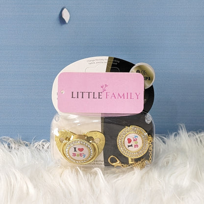 Luxury Bling Baby Pacifier with Matching Chain - I LOVE BABY