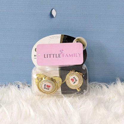 Luxury Bling Baby Pacifier with Matching Chain - I LOVE DAD