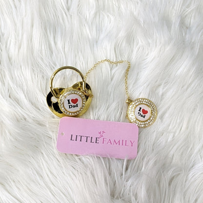 Luxury Bling Baby Pacifier with Matching Chain - I LOVE DAD