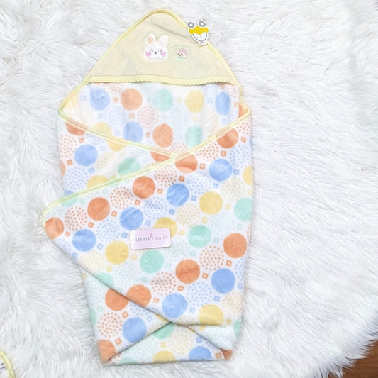 Premium Polar Winter Hooded Baby Shawl - Dotted Circle
