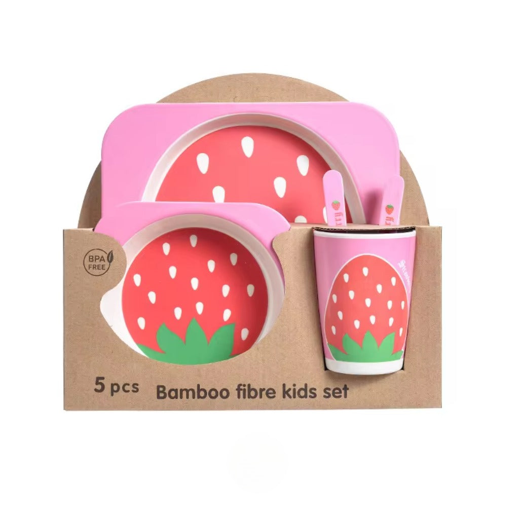 Bamboo Fiber 5-Piece Table Ware - Strawberry