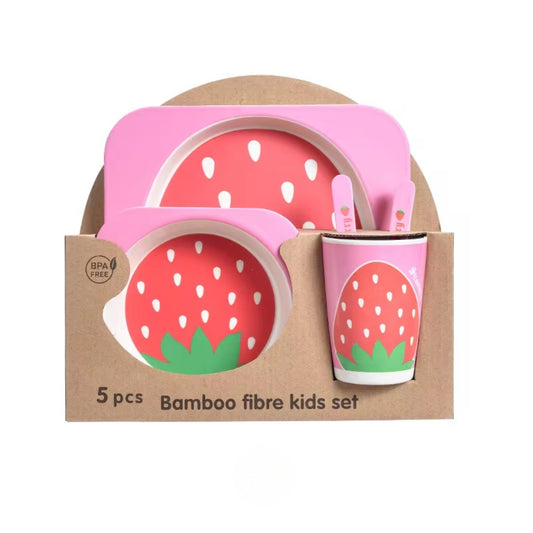 Bamboo Fiber 5-Piece Table Ware - Strawberry