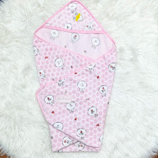 Premium Polar Winter Hooded Baby Shawl - Rabbit