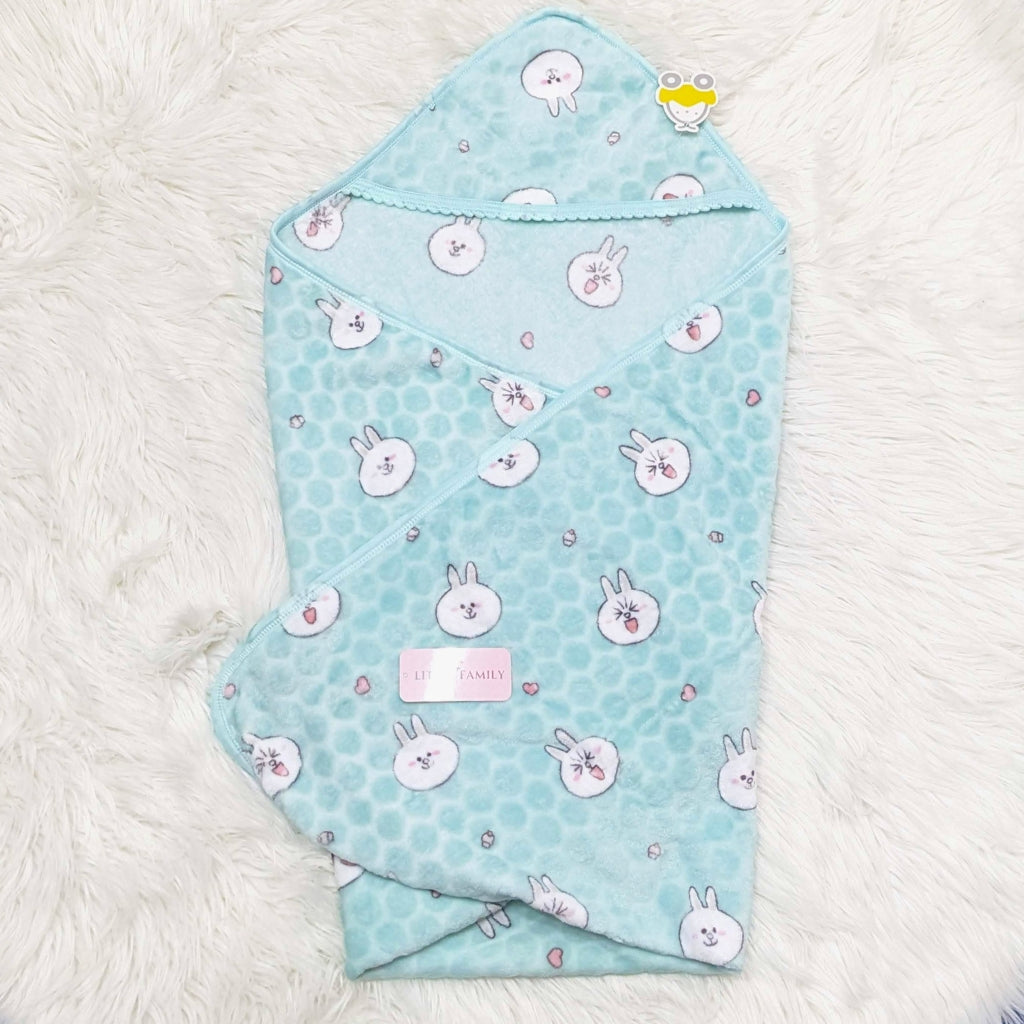 Premium Polar Winter Hooded Baby Shawl - Rabbit