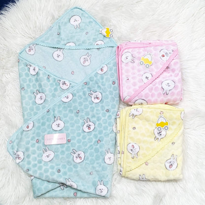 Premium Polar Winter Hooded Baby Shawl - Rabbit