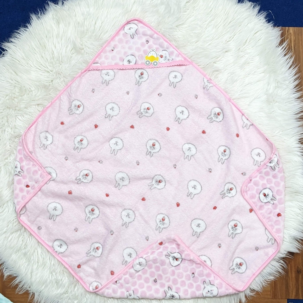 Premium Polar Winter Hooded Baby Shawl - Rabbit