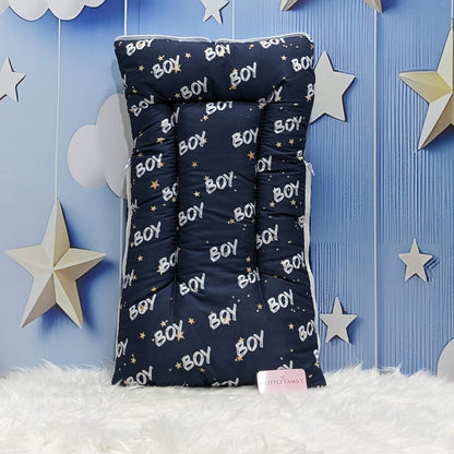 "It's a Boy" Newborn Baby Carry Nest - Soft Poly Cotton | Navy Blue