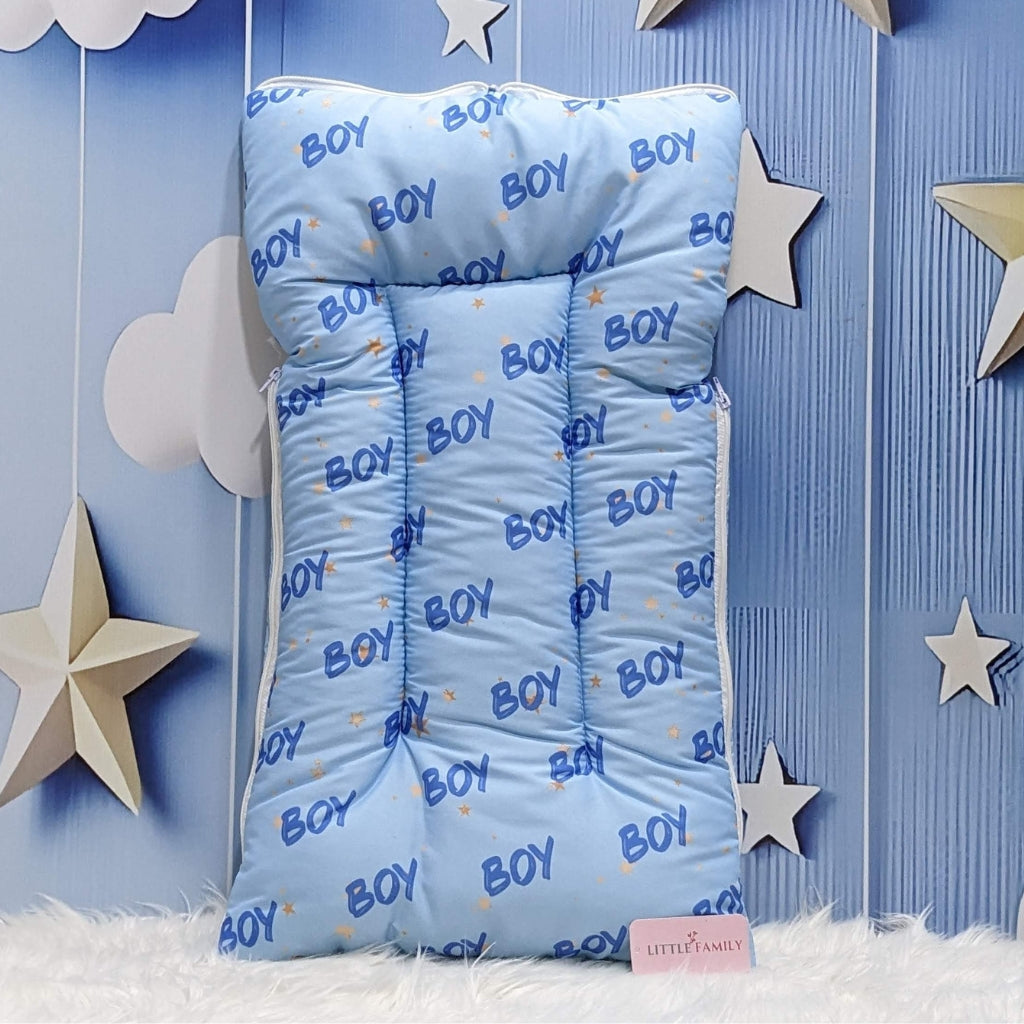 "It's a Boy" Newborn Baby Carry Nest - Soft Poly Cotton | Sky Blue