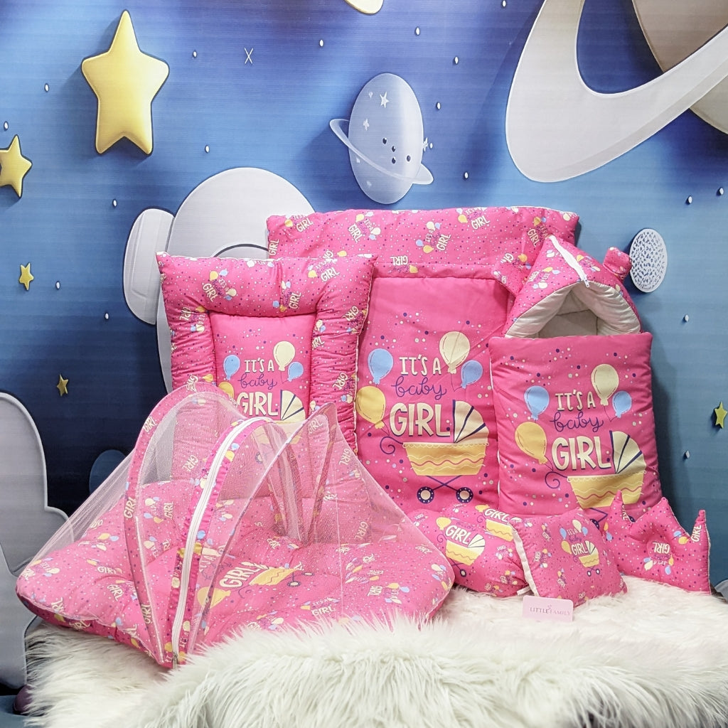 "It's a Baby Girl" Baby 8 PC'S Bedding Set - (Pink) | Large