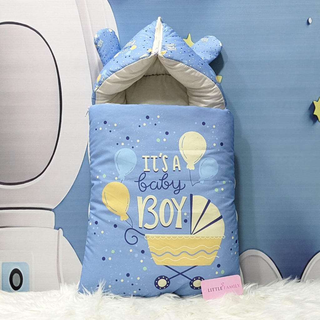 "It's a Baby Boy" Baby 8 PC'S Bedding Set - (Dusky Blue) | Large