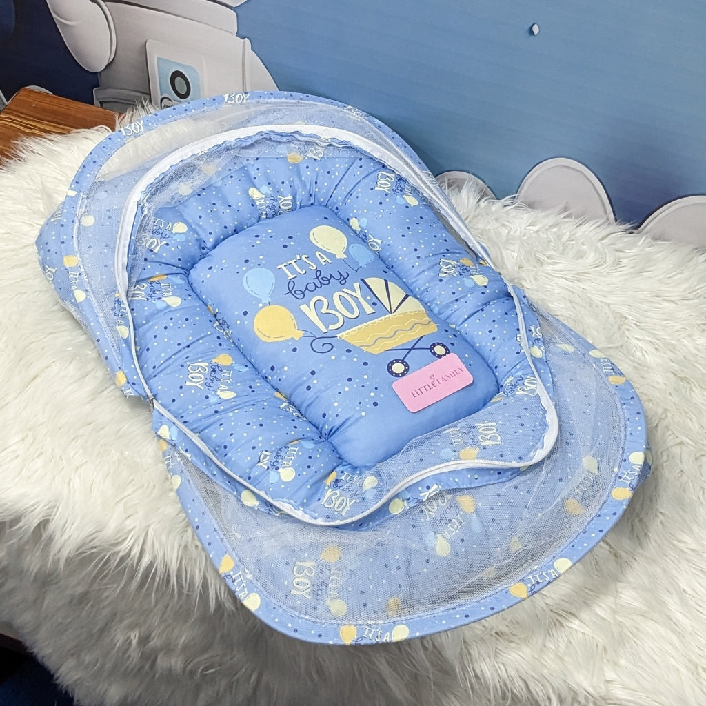 "It's a Baby Boy" Baby 8 PC'S Bedding Set - (Dusky Blue) | Large