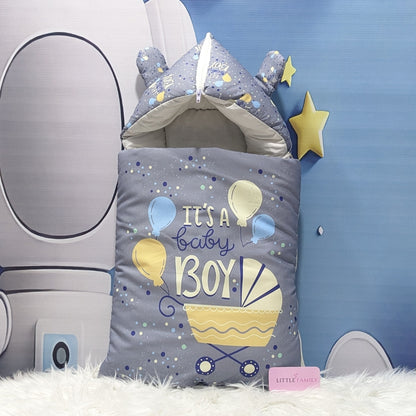 "It's a Baby Boy" Baby 8 PC'S Bedding Set - (Charcoal Grey) | Large