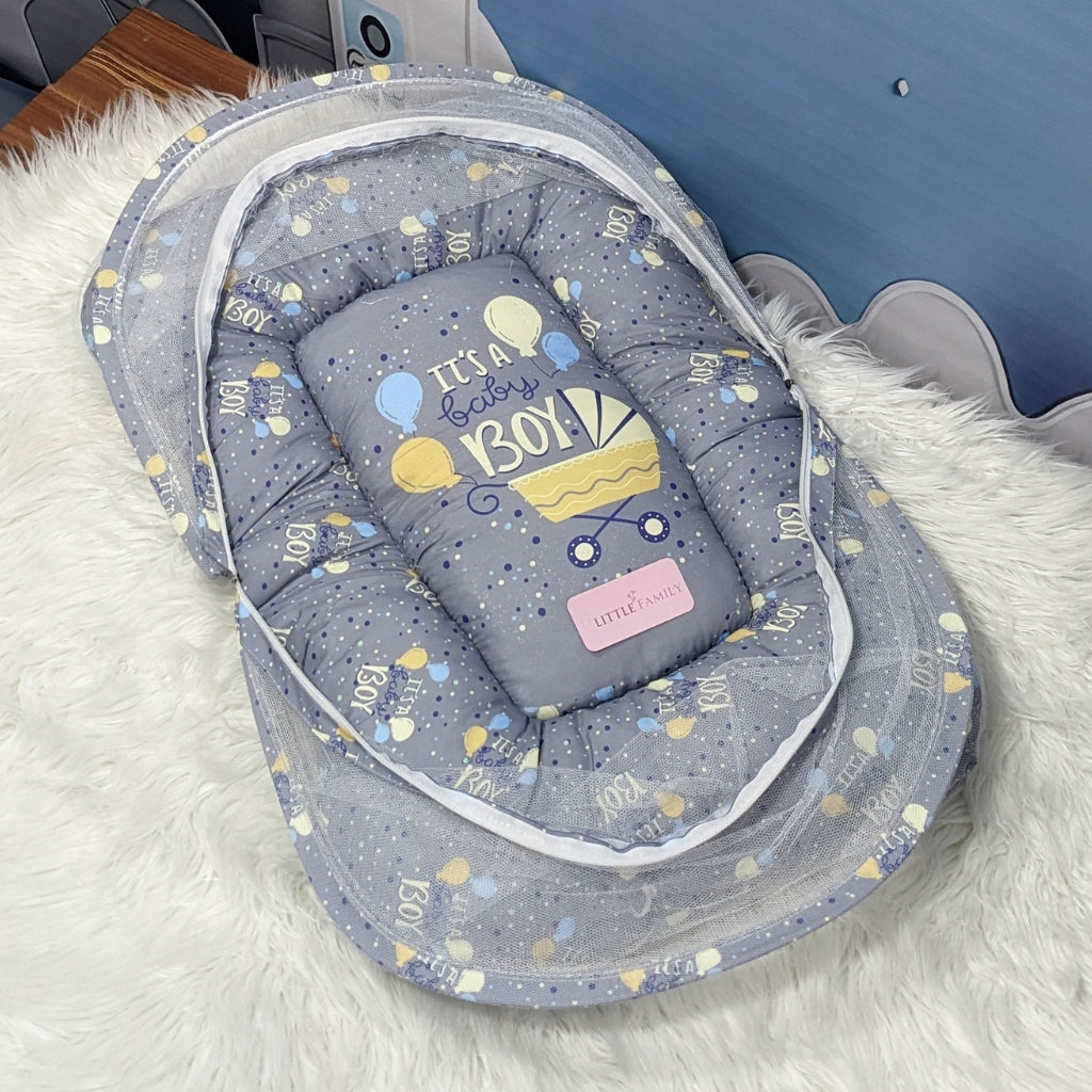 "It's a Baby Boy" Baby 8 PC'S Bedding Set - (Charcoal Grey) | Large