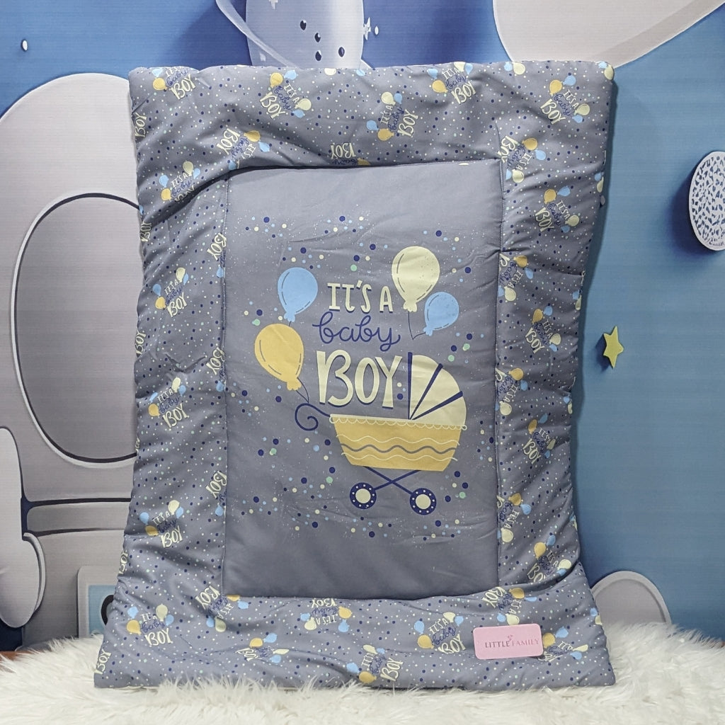 "It's a Baby Boy" Baby 8 PC'S Bedding Set - (Charcoal Grey) | Large