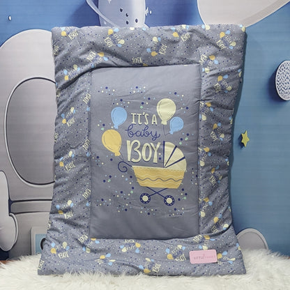 "It's a Baby Boy" Baby 8 PC'S Bedding Set - (Charcoal Grey) | Large