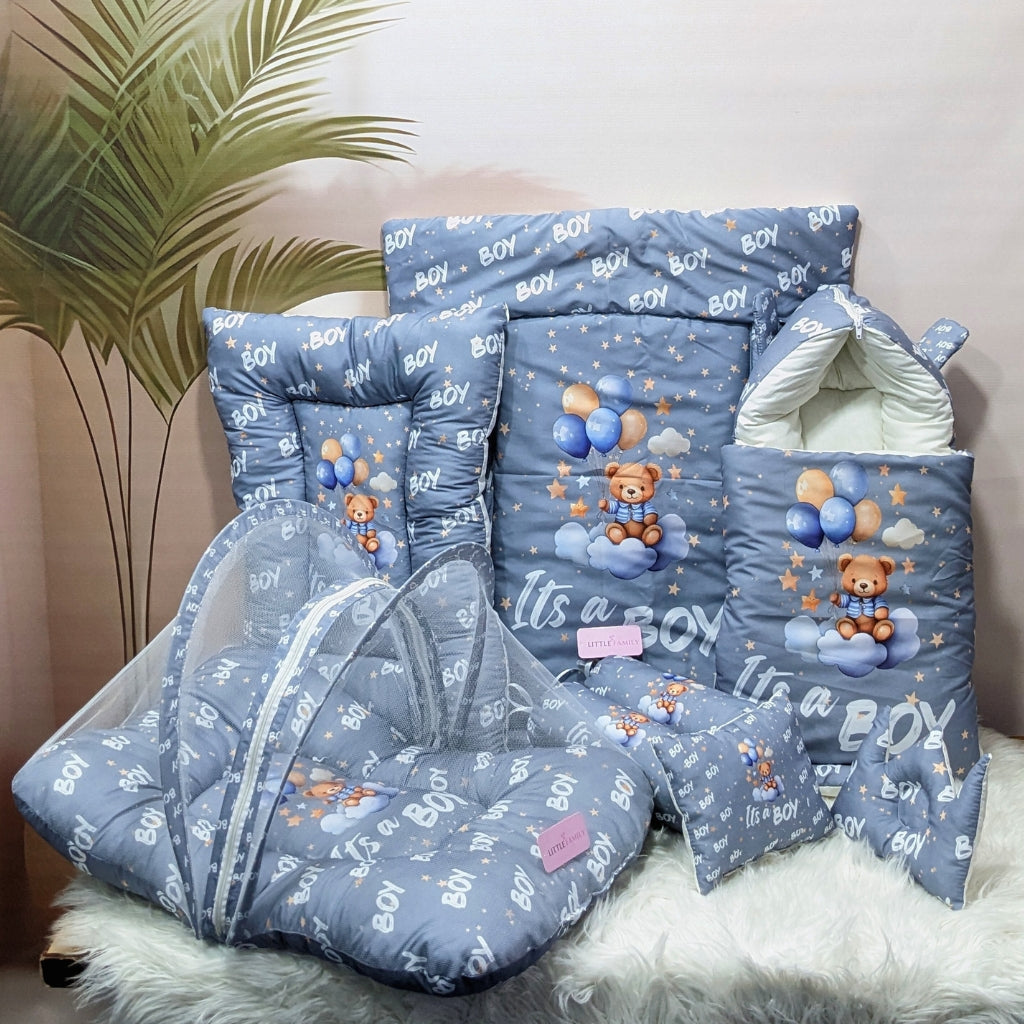 "It's a Boy" Baby 8 PC'S Bedding Set - (Grey) | Large