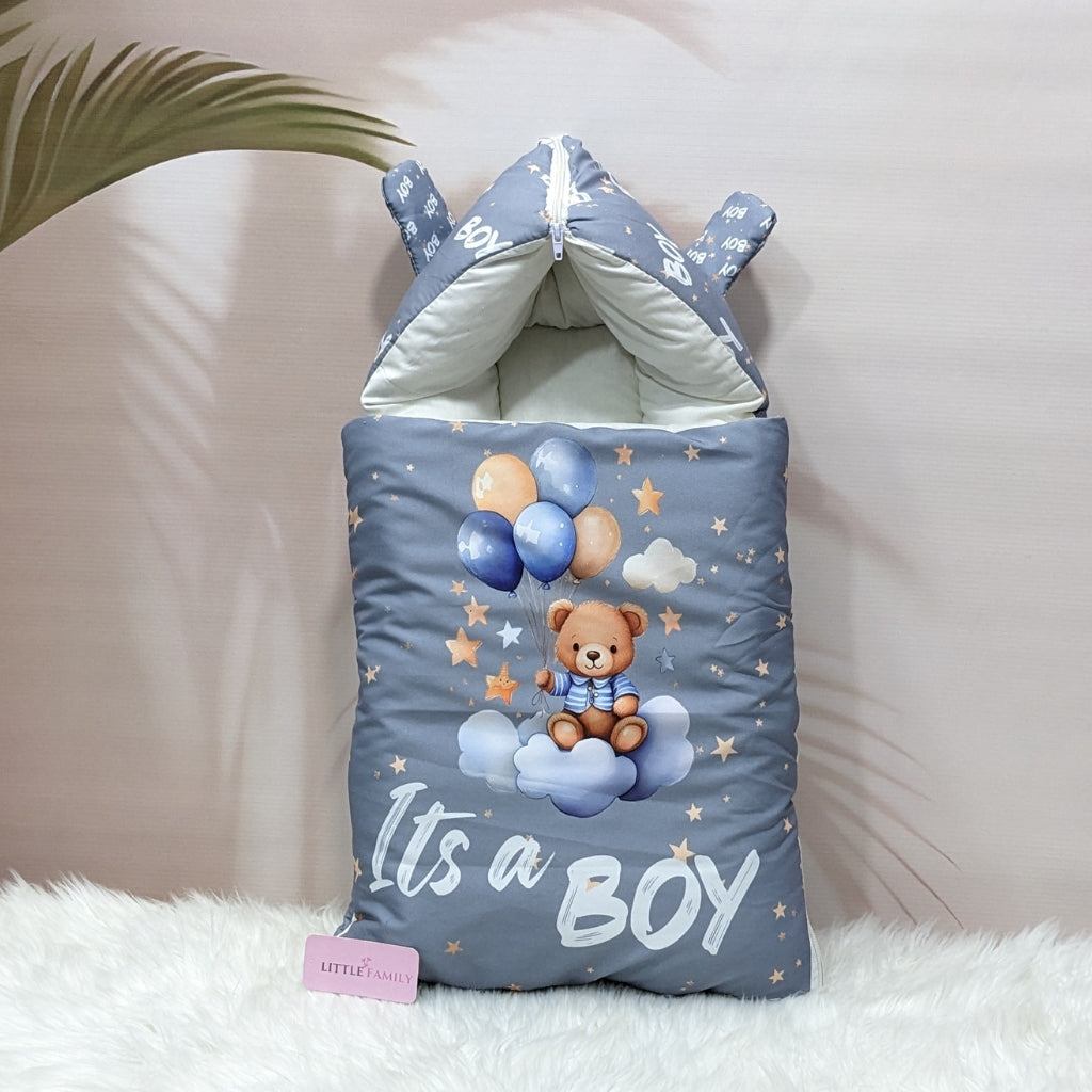 "It's a Boy" Baby 8 PC'S Bedding Set - (Grey) | Large