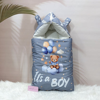 "It's a Boy" Baby 8 PC'S Bedding Set - (Grey) | Large