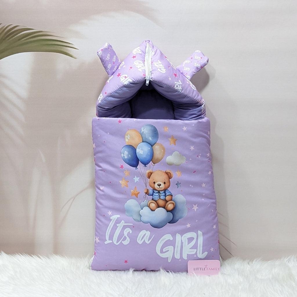 "It's a Girl" Baby 7 PC'S Bedding Set - (Purple) | Large