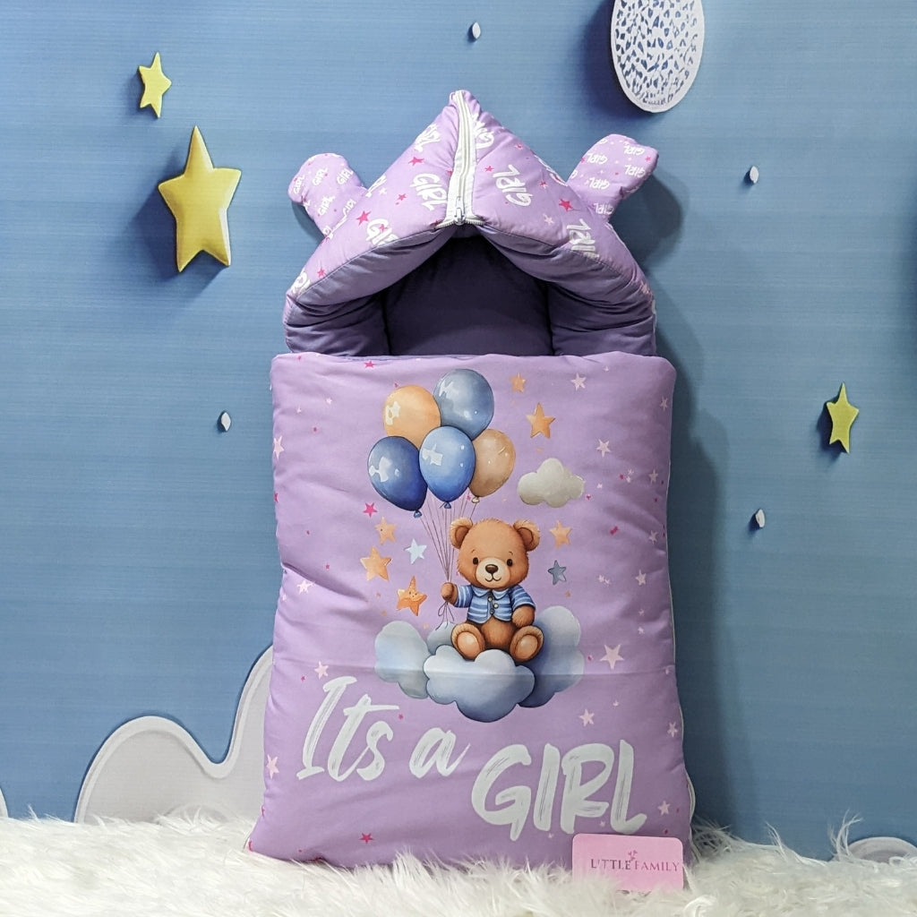 "It's a Girl" Baby 8 PC'S Bedding Set - (Purple) | Large