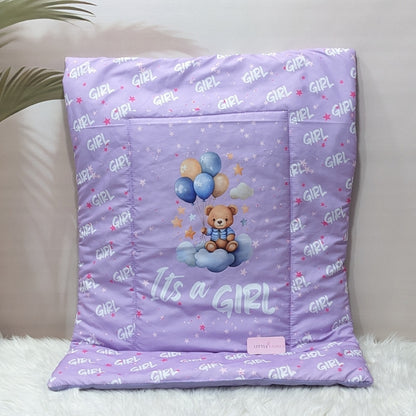 "It's a Girl" Baby 7 PC'S Bedding Set - (Purple) | Large