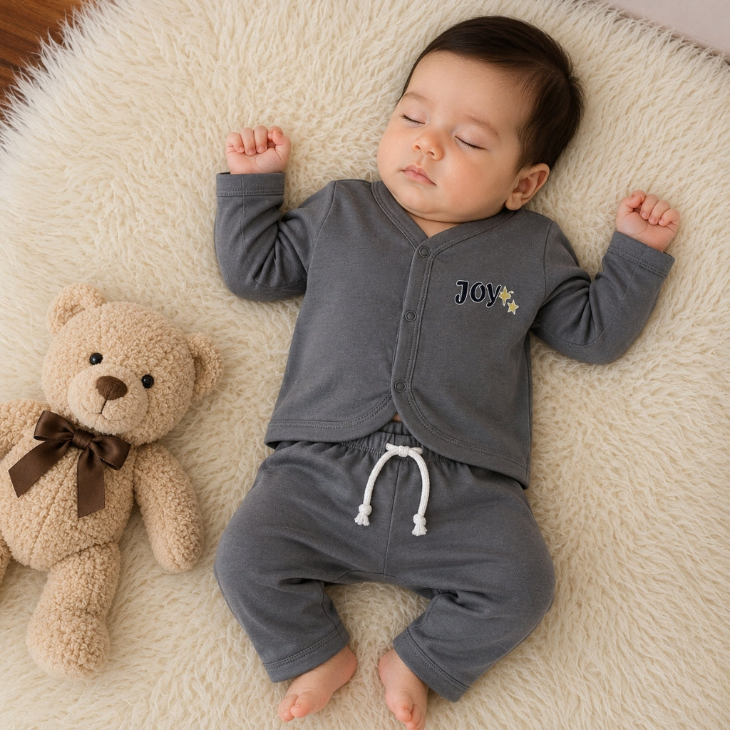 Premium Baby 2-Piece Night Suit - Charcoal Grey