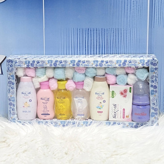 Nexon Baby Care Gift Set with Purple Feeding Bottle – Newborn Essentials Hamper