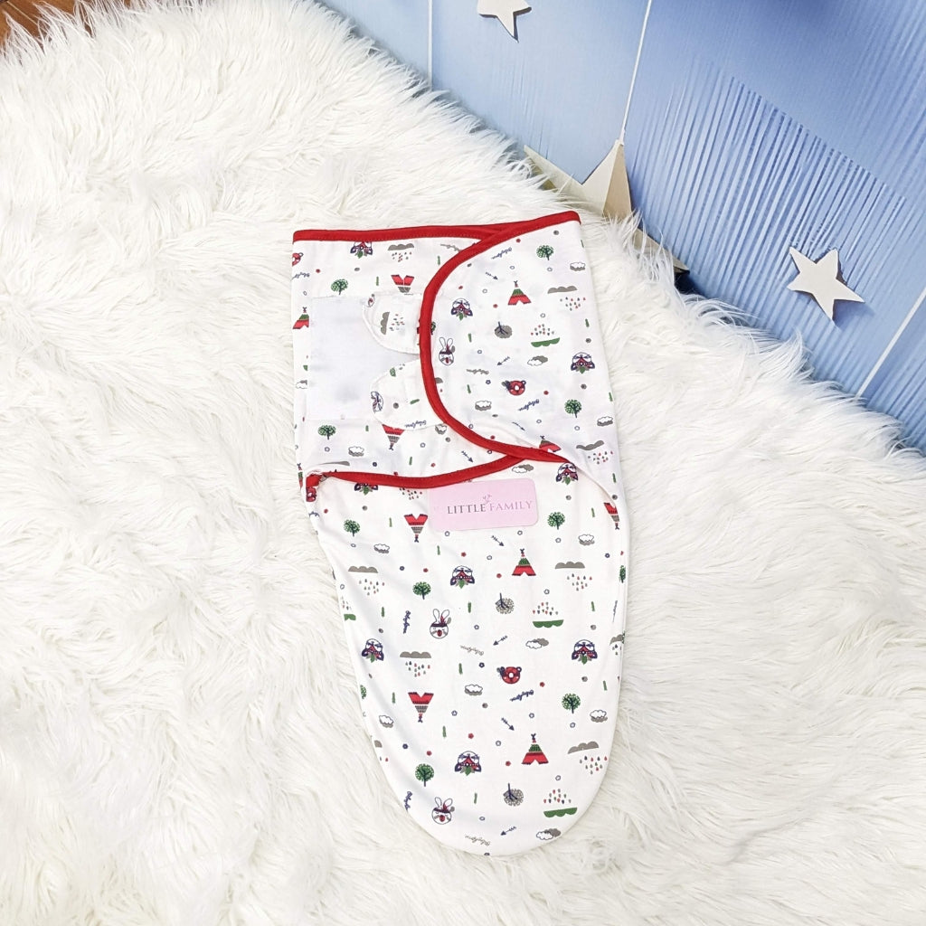 "Kitty" Theme Baby Swaddle – Red