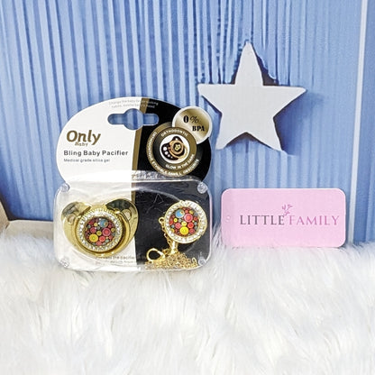 Luxury Bling Baby Pacifier with Matching Chain - Multi Circle