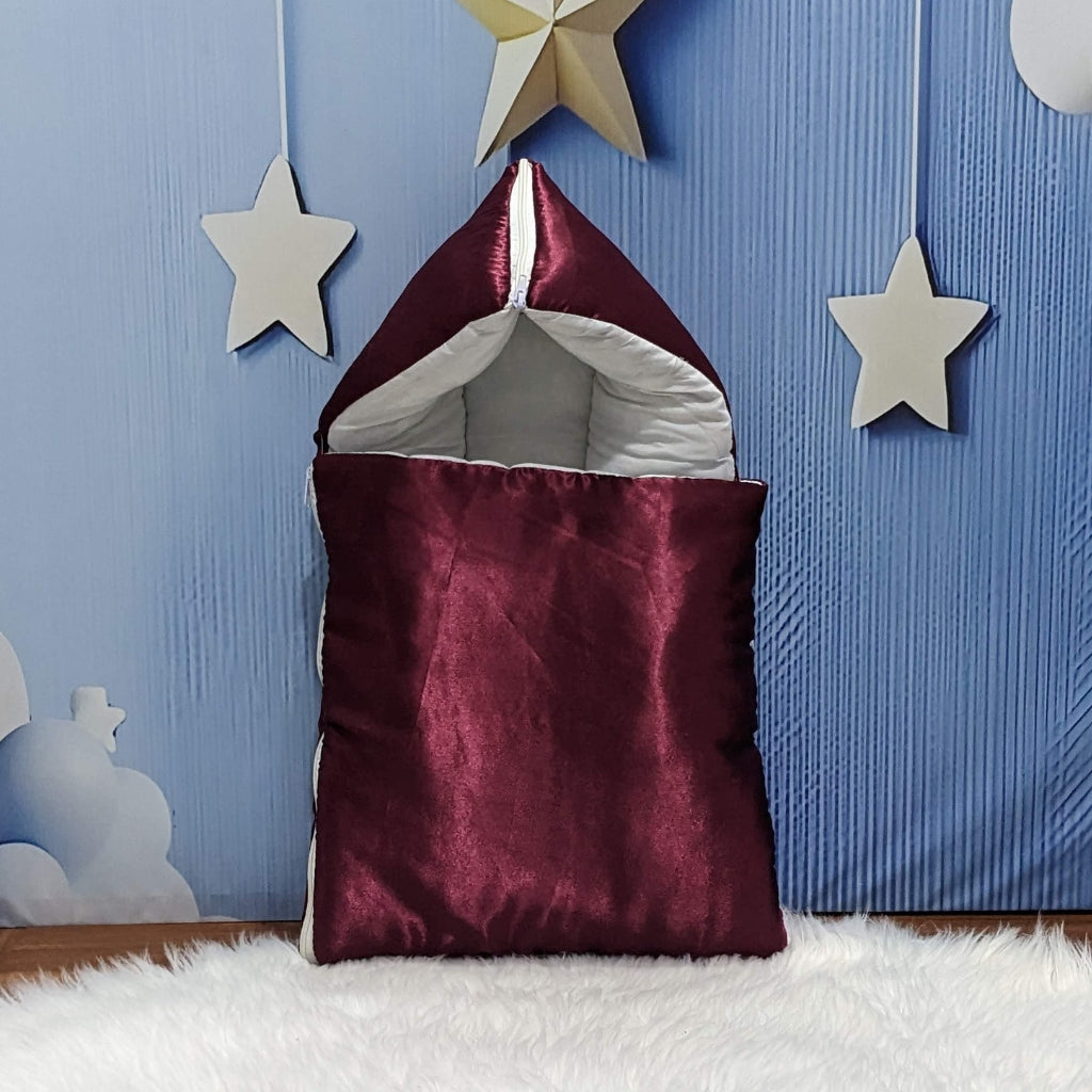 Premium Silk Baby Bedding Set - 8 Pieces (Maroon)