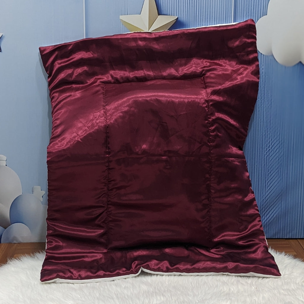 Premium Silk Baby Bedding Set - 8 Pieces (Maroon)