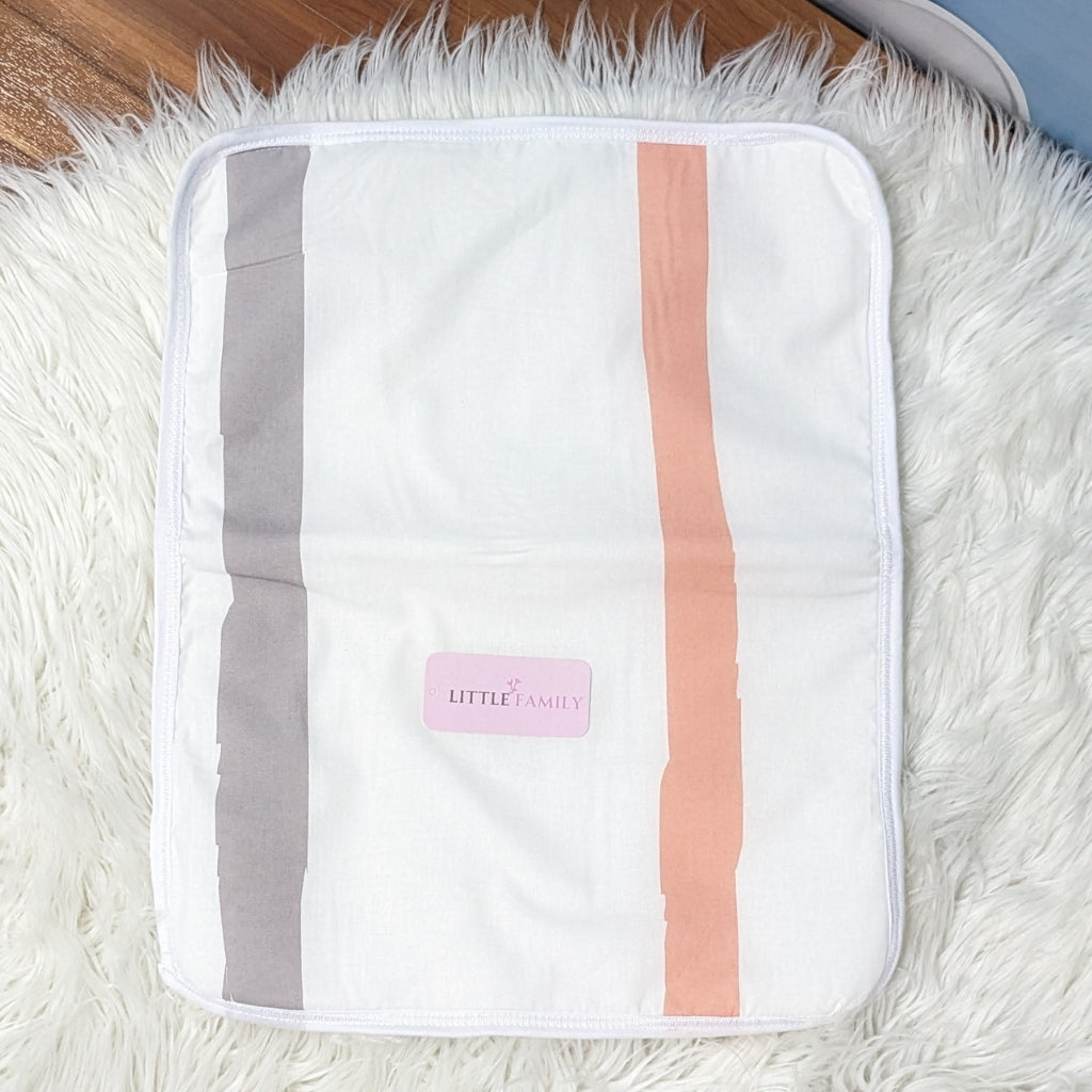 Medium Baby Diaper Changing Sheet – Pink & Grey Line