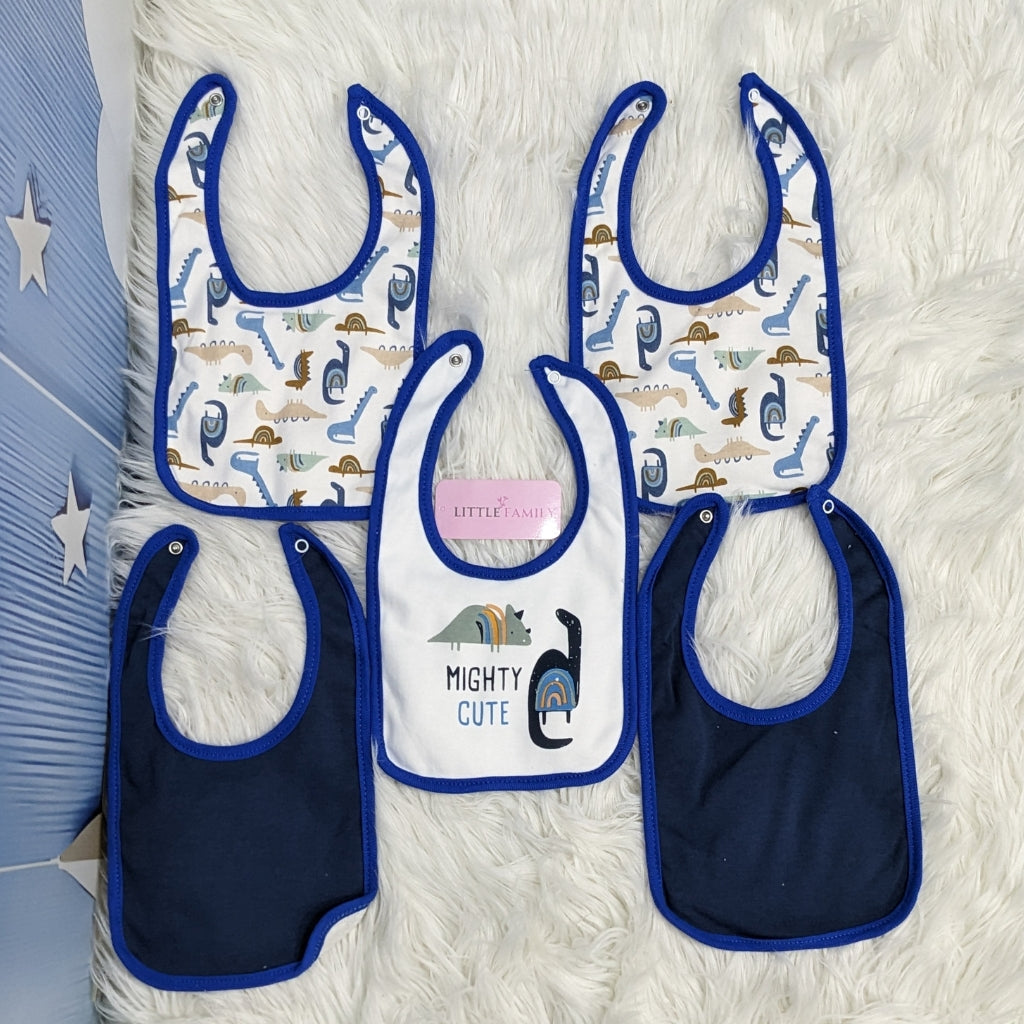 Premium Soft Cotton Absorbent Baby Bibs – 5-Piece | Mighty Cute