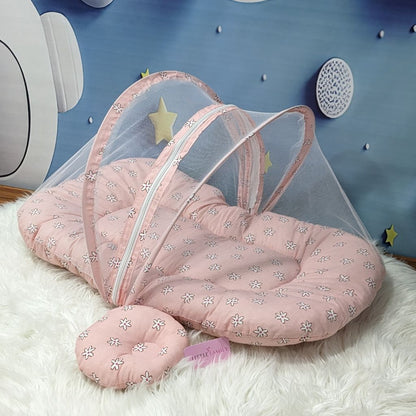 Floral Theme Summer Mosquito Net with Pillow - Pink