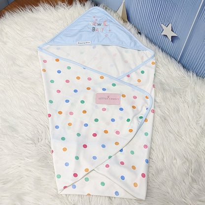 Premium Baby Hooded Wrapping Sheet | Multicolor Polka Dots