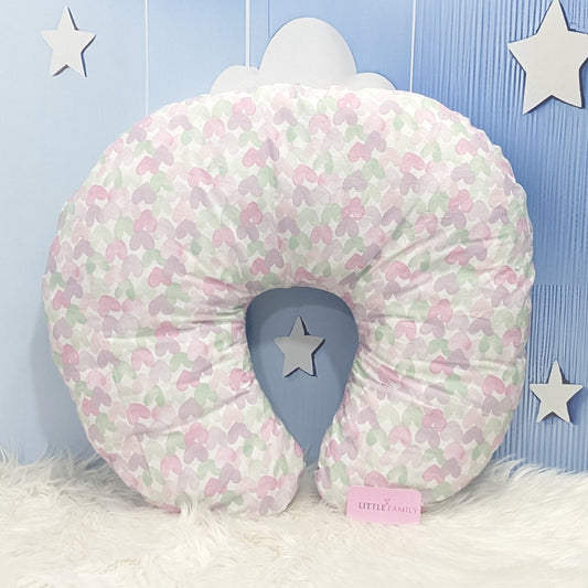 Multi Heart Theme Baby Feeding Pillow – Ergonomic Support for Breastfeeding Moms