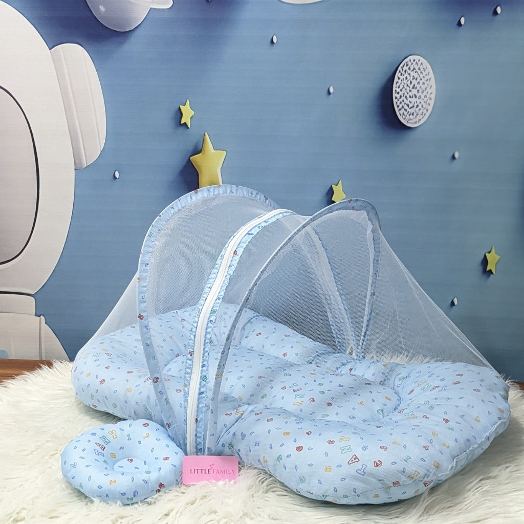 Premium Mosquito Net with Pillow - Blue
