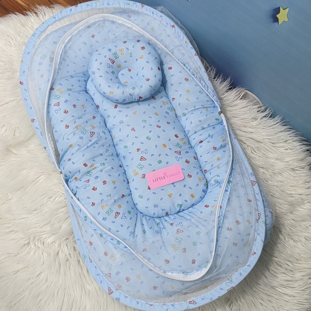Premium Mosquito Net with Pillow - Blue