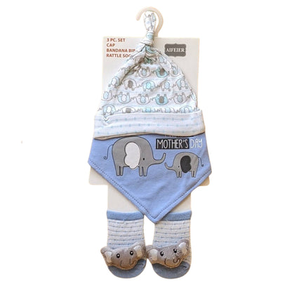Baby 3 PC'S Cap, Napkin & Booties Gift Set | "Mothers Day"