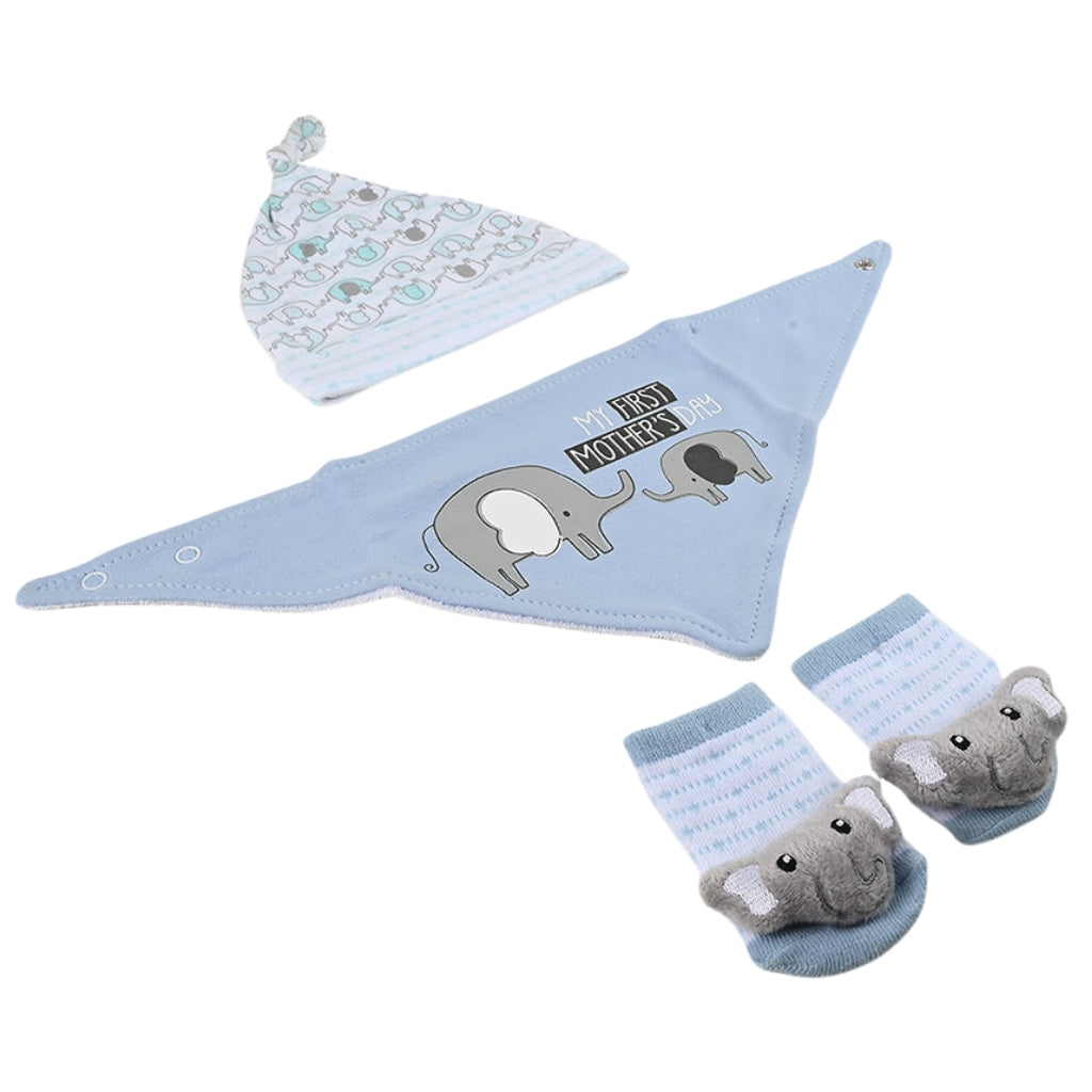 Baby 3 PC'S Cap, Napkin & Booties Gift Set | "Mothers Day"