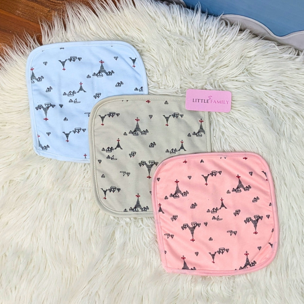 Premium Soft Cotton Baby Face Towels - Paris