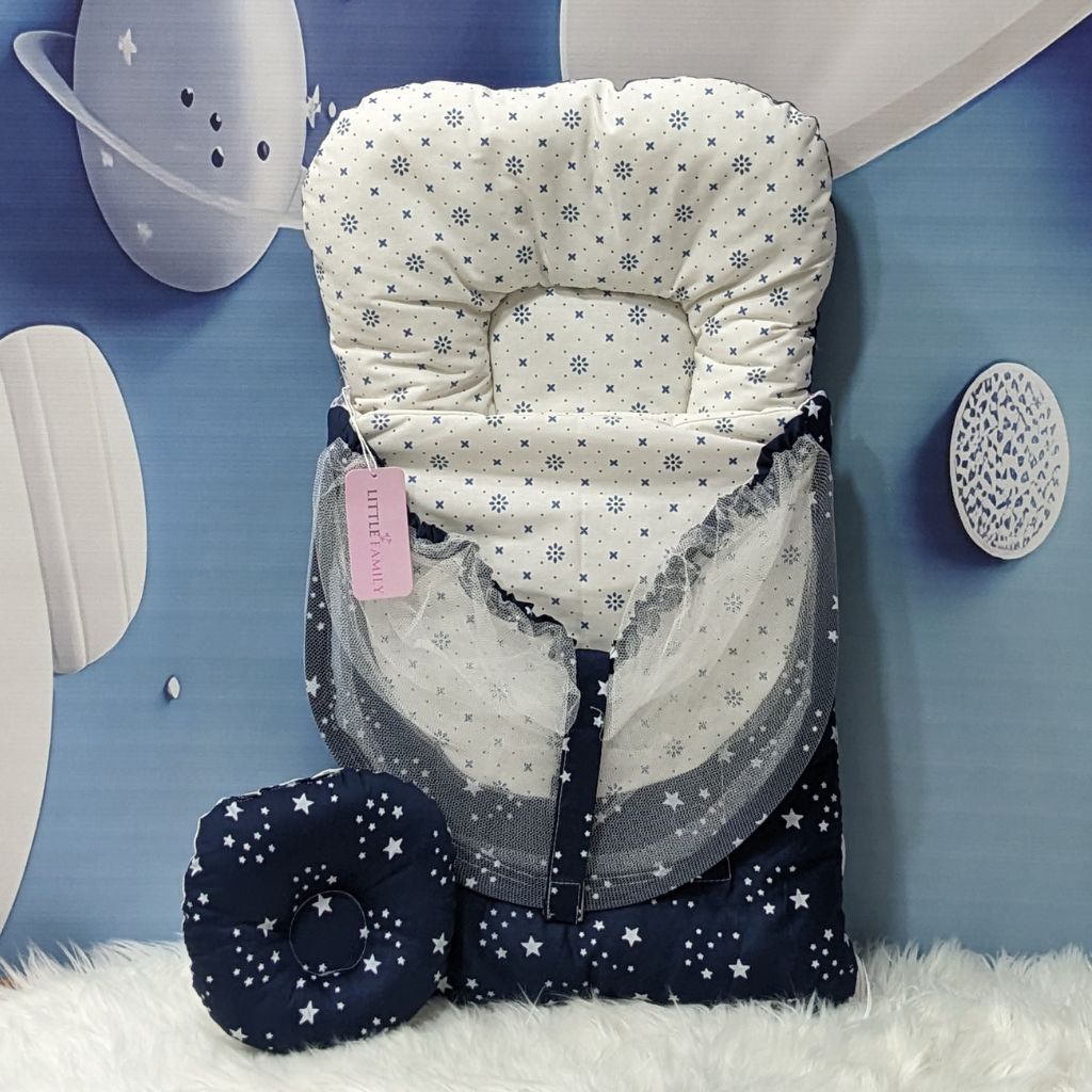 Starry Dream Baby Carry Nest with Net Shield - Navy Blue