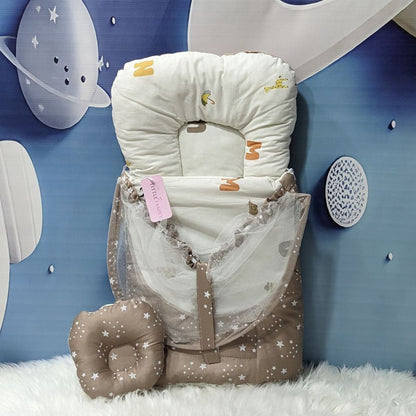 Starry Dream Baby Carry Nest with Net Shield - Coffee