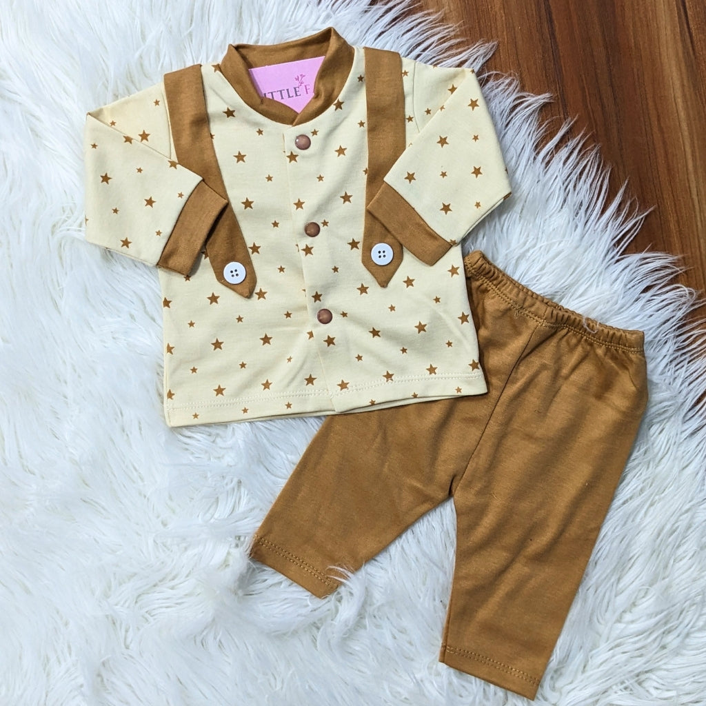 Starry Theme 10-Piece Newborn Baby Starter Set - Light Brown