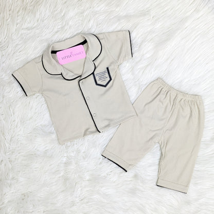 Premium Baby 2-Piece Night Suit - Cream Beige