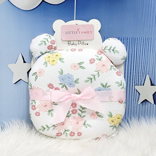 Flowers Print Baby Head Shaping Pillow - (Bear-Ear Design)