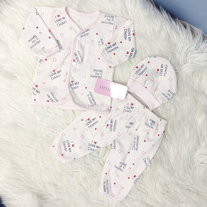 Newborn 3-Piece Cotton Outfit Set – Pack of 3