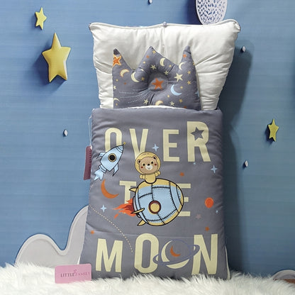 "Over The Moon" Theme Newborn Baby Carry Nest - Soft Poly Cotton | Grey